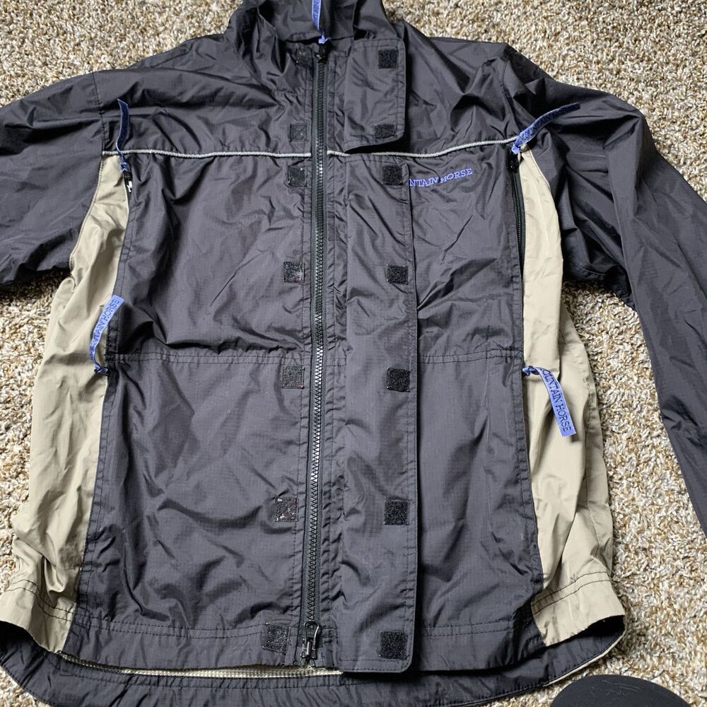 Women’s Riding Jacket Windbreaker Size Large Black Tan Vented Mountain Horse - Picture 3 of 12
